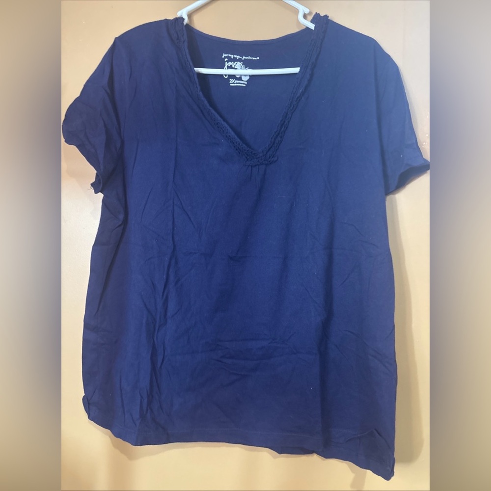 HC697  Womens Just My Style. SS Navy Blue Top 2X 18W/20W